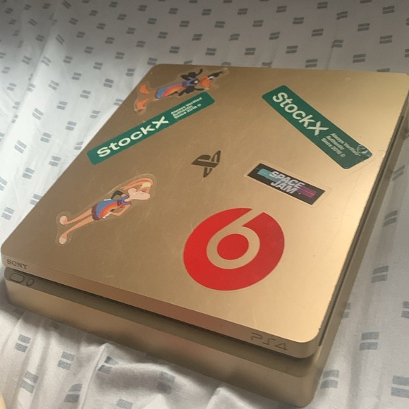 PS4 slim gold limited edition 2 controllers and cords. - Picture 2 of 3